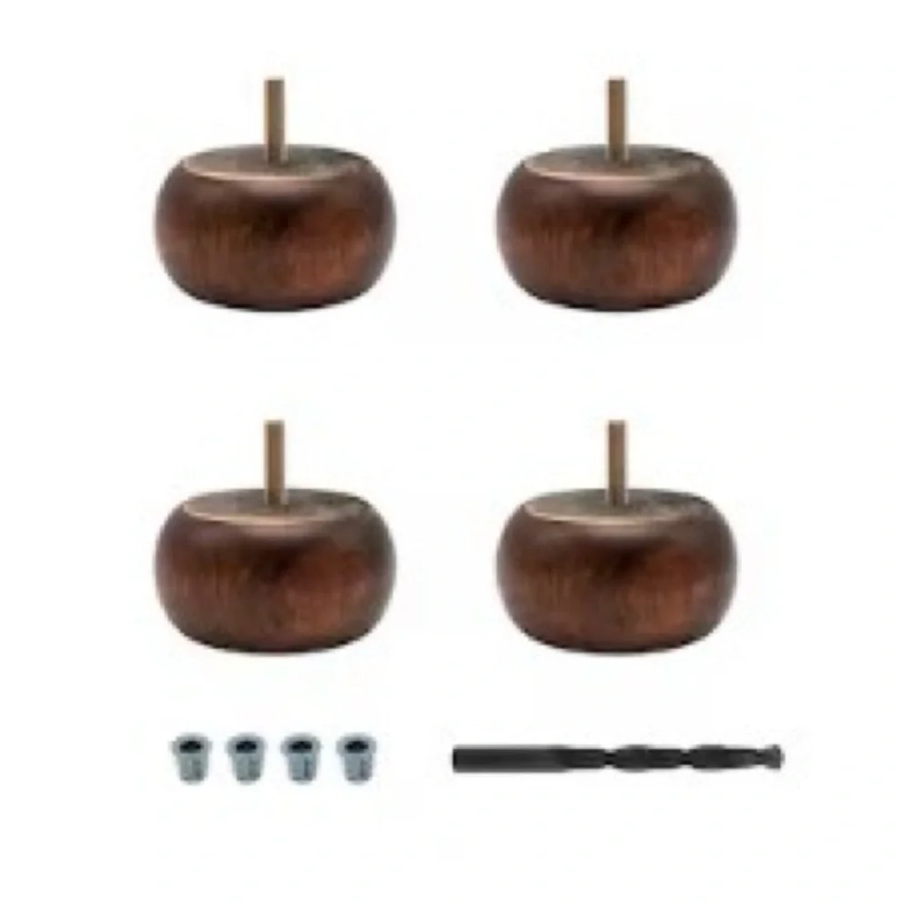 Set of 8 Stained Cherry Hardwood Bun Feet Furniture Legs Farmhouse Furniture DIY
